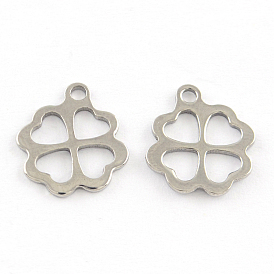 201 Stainless Steel Flower Charms, 12x10x1mm, Hole: 1mm