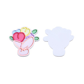 Printed Acrylic Cabochons, Rubberized Style, Flower