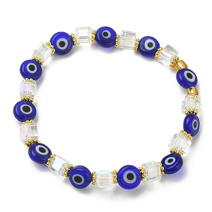 5 pcs 5 style naturel mélangé pierres précieuses et lampadaire mauvais œil et perles de graines ensemble de bracelets extensibles, bracelets empilables