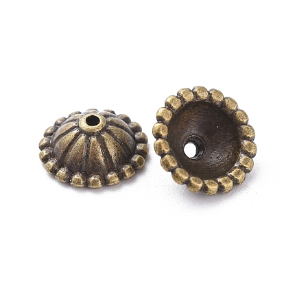 Tibetan Style Alloy Caps, Cadmium Free & Lead Free, 11mm in diameter, 4.5mm thick, hole: 1mm