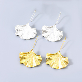 Fashionable exaggerated alloy ginkgo leaf ear hook earrings - retro, trendy, party accessories.