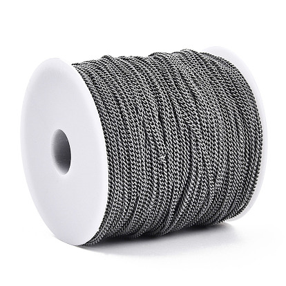 Electrophoresis Iron Twisted Chains, Unwelded, with Spool, Solid Color, Oval, 3x2.2x0.6mm