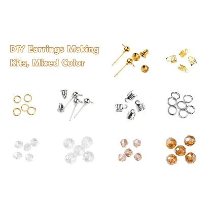 Kits de fabrication de bijoux diy, y compris les perles rondes en plastique ABS imitation perle, apprêts en fer et fil de cristal élastique