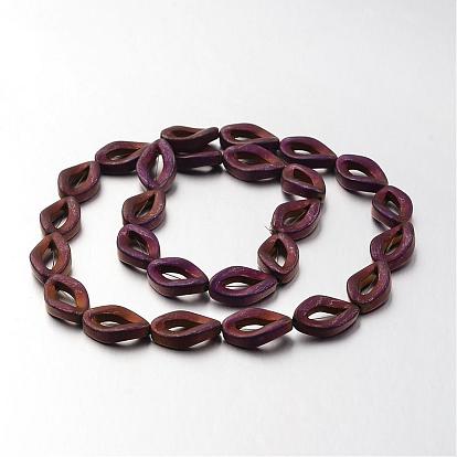 Electroplate Non-magnetic Synthetic Hematite Bead Strands, Frosted, Drop, 16x10x4mm, Hole: 1mm, about 26pcs/strand, 15.7 inch