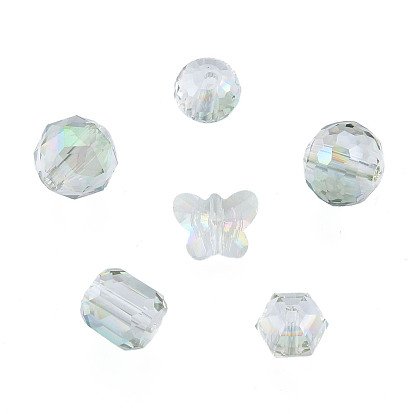 Perlas de vidrio transparentes, formas mixtas