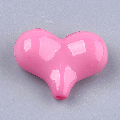 Opaque Solid Color Acrylic Beads, Heart