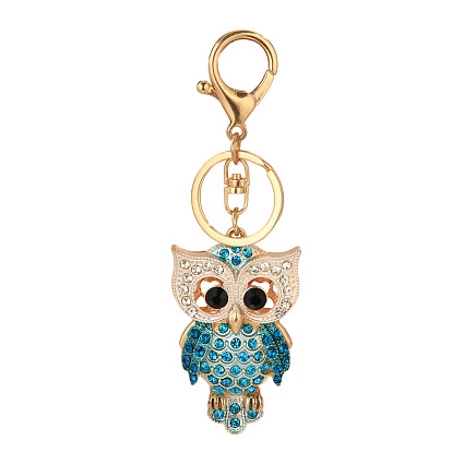 Owl Alloy Rhinestone Keychain, Cute Animal Charms Purse Handbags Decorations