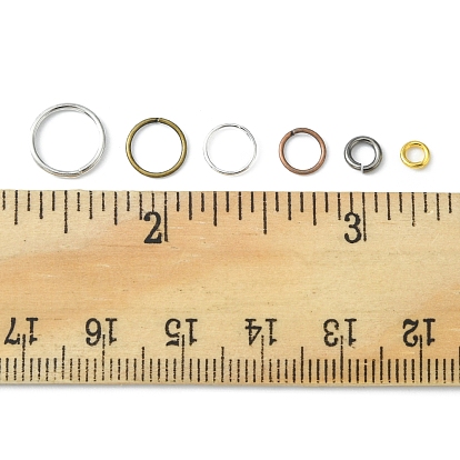 12 estilos conjuntos de anillos de salto de latón y hierro diy, anillo de salto abierto, anillo redondo