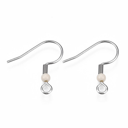 304 Stainless Steel Earring Hooks, Ear Wire, with Acrylic Beads and Horizontal Loop