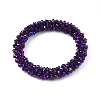 Faceted Electroplate Glass Beads Stretch Bracelets, Torsade Bracelets, Rondelle