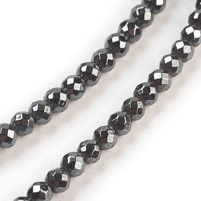 Non-magnétiques perles d'hématite synthétique brins, facette, ronde, 3mm