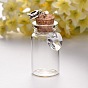 Antique Silver Plated Alloy Glass Bottle European Dangle Charms, with Electroplated Glass Heart Charms, 60mm, Hole: 5mm
