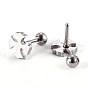 201 Stainless Steel Barbell Cartilage Earrings, Screw Back Earrings, with 304 Stainless Steel Pins, Cross
