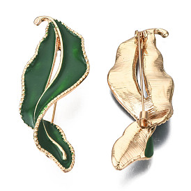 Leaf Enamel Pin, Light Gold Plated Alloy Badge for Backpack Clothes, Nickel Free & Lead Free