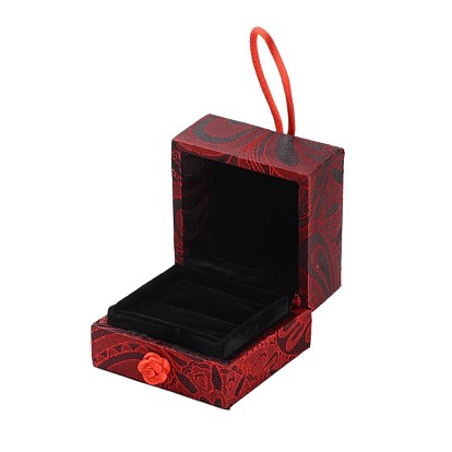 Cajas de anillo de seda bordada chinescas, con terciopelo y esponja, plaza