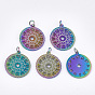 201 Stainless Steel Pendants, with Jump Rings, Flat Round with Constellation