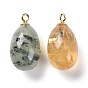 Natural Mixed Stone Pendants, with 925 Sterling Silver Loop, Teardrop