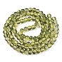Two-Tone Crackle Baking Painted Transparent Glass Beads Strands, Round