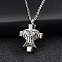 Cross and Wings Urn Ashes Pendant Necklaces, Alloy Memorial Jewelry for Men Women