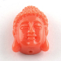 Les perles de corail de tête buddha teints, 24~25x16x10.5mm, Trou: 2mm
