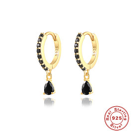 Luxury Colorful Water Drop Earrings with Diamond Inlay for Women