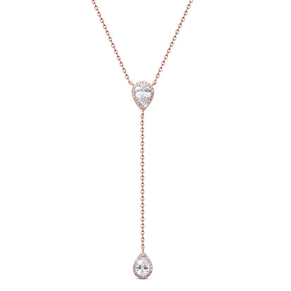 Ожерелья shegrace 925 из стерлингового серебра, с классом ааа кубического циркония и кабельными цепями, капля