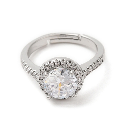Регулируемые кольца из стекла с бриллиантами и фианитами, латунное кольцо для женщин