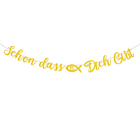 Word Schon Dass Dich Gibt Paper Religion Theme Flags, Hanging Banner, for Party Festival Home Decorations