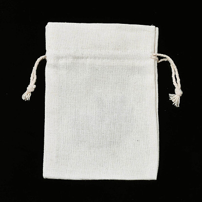 Cotton Canvas Drawstring Gift Bags, with Flowers Pattern Embroider, for Jewelry & Baby Showers Packaging Wedding Favor Bag