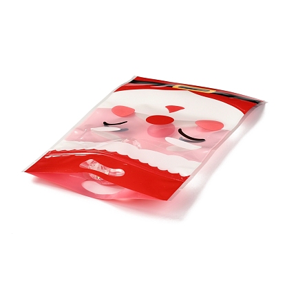 Christmas Theme Rectangle Plastic Zip Lock Candy Storage Bags, Self Seal Bag, for Biscuit & Candy Packaging