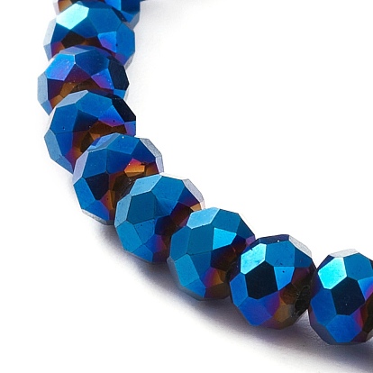 Electroplate Glass Beads Stretch Bracelets, Faceted, Rondelle