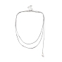 304 Stainless Steel Round Snake Chain Necklace with Acrylic Pearl Tassel Charm for Women