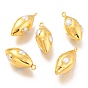 Natural Pearl Pendants, with Golden Brass Findings, Rice