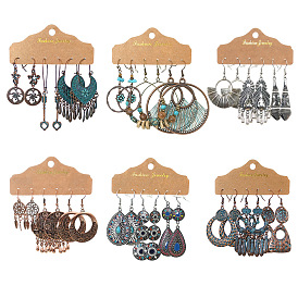 Bohemian Style Vintage Round Drop Oil Earrings for Women's Fashion Accessories Set