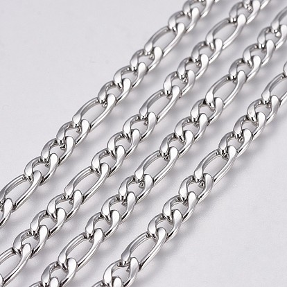 304 Stainless Steel Figaro Chains, Unwelded