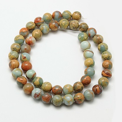 Perles rondes naturelles en aqua terra et jasper, 8mm, Trou: 1mm, Environ 51 pcs/chapelet, 15.7 pouce