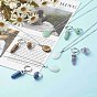 Natural Mixed Stone Pendant Necklaces and Asymmetrical Hoop Earrings Jewelry Sets, with 304 Stainless Steel Findings