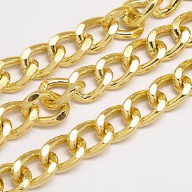 Cadenas del encintado de aluminio, cadenas de corte de diamante, sin soldar, facetados, sin plomo y el níquel, 19x14x3 mm