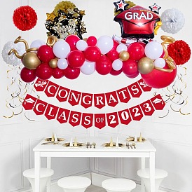 2023 Graduation Party Decoration Kit, Including Banner Flag, Latex & Aluminium Film Balloon, Flower Ball for Party Background Decoration