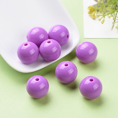 Solid Chunky Bubblegum Acrylic Beads, Round