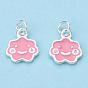 925 Sterling Silver Enamel Charms, with Jump Ring, Cloud with Smile