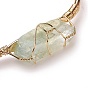 Long-Lasting Plated Brass Cuff Bangles, with Natural Gemstone, Nuggets