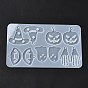Bricolage halloween thème pendentif moules en silicone, moules de résine, pour la fabrication de bijoux en résine uv & résine époxy, squelette de la main, chapeau de sorcière, citrouille, fantôme, embouchure