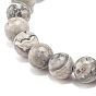 Pierre de carte naturelle/pierre picasso/jaspe picasso bracelet extensible perlé rond, bijoux en pierres précieuses pour femmes