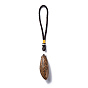 Boxwood Pendant Decorations, with Natural Bodhi Beads, Oval