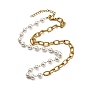 Revestimiento iónico (ip) 304 clip de acero inoxidable y collares de cadena con cuentas de perlas de plástico