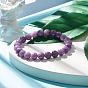 Natural Lepidolite/Purple Mica Round Beaded Stretch Bracelet, Gemstone Jewelry for Women
