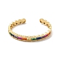 Colorful Cubic Zirconia Open Cuff Bangle, Brass Jewelry for Women