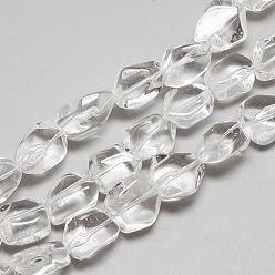 Natural Quartz Crystal Beads Strands, Rock Crystal Beads, Nuggets