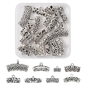 20Pcs 8 Style Tibetan Style Alloy Tube Bails, Loop Bails, Bail Beads, Curved Tube